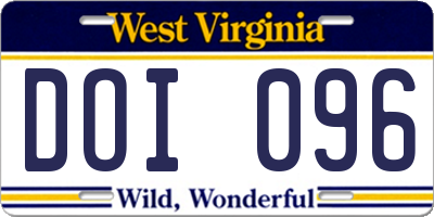 WV license plate DOI096