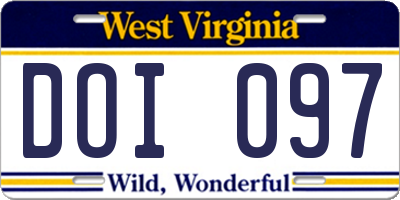WV license plate DOI097