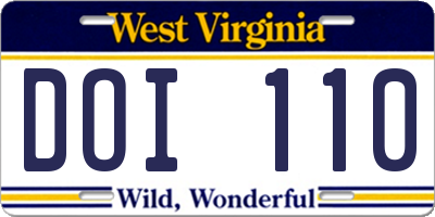 WV license plate DOI110