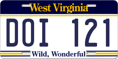 WV license plate DOI121