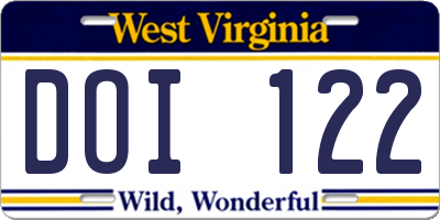 WV license plate DOI122