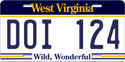 WV license plate DOI124
