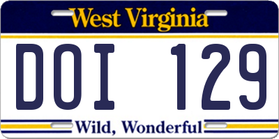 WV license plate DOI129