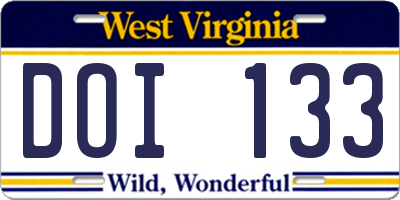 WV license plate DOI133