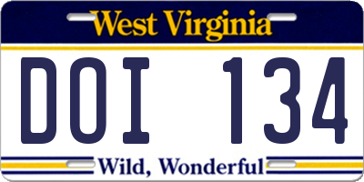 WV license plate DOI134