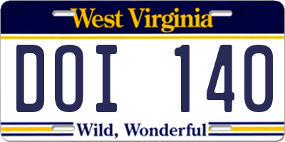 WV license plate DOI140