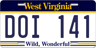WV license plate DOI141