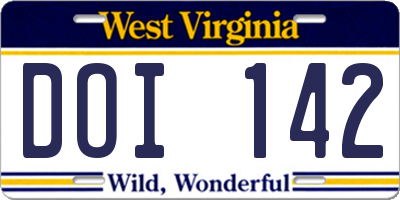 WV license plate DOI142