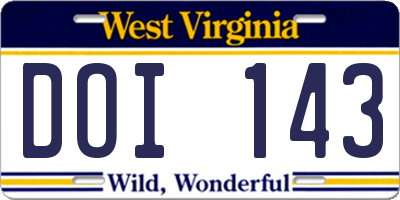WV license plate DOI143