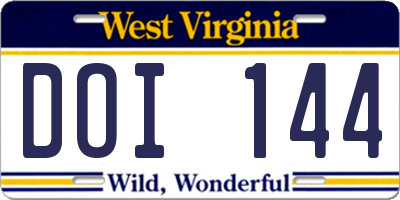 WV license plate DOI144