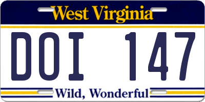 WV license plate DOI147
