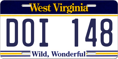 WV license plate DOI148
