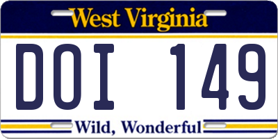 WV license plate DOI149