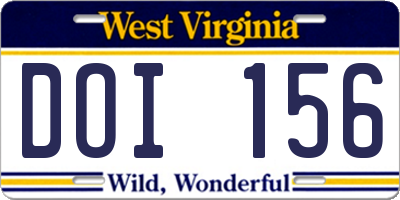 WV license plate DOI156