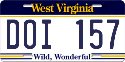 WV license plate DOI157