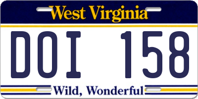 WV license plate DOI158