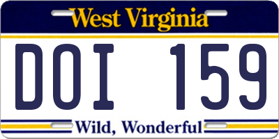 WV license plate DOI159