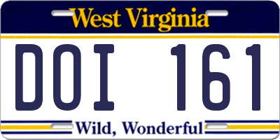 WV license plate DOI161