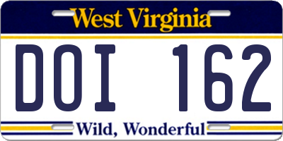 WV license plate DOI162