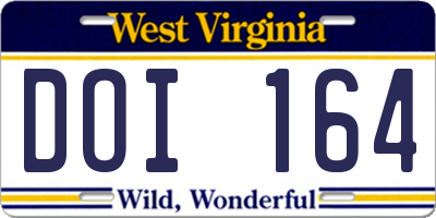 WV license plate DOI164