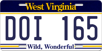 WV license plate DOI165