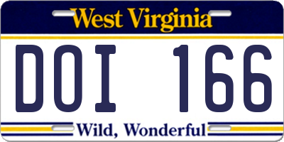 WV license plate DOI166