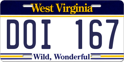 WV license plate DOI167