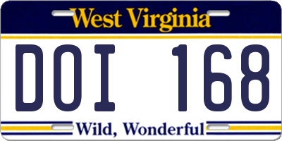WV license plate DOI168