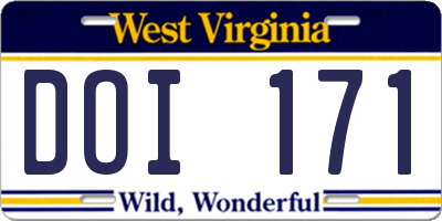 WV license plate DOI171