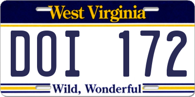WV license plate DOI172