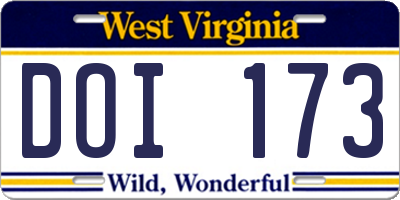WV license plate DOI173