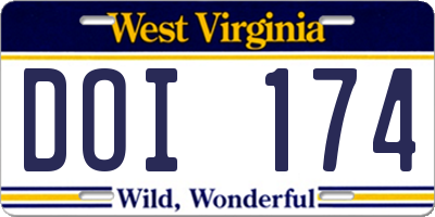 WV license plate DOI174