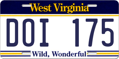 WV license plate DOI175