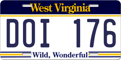 WV license plate DOI176
