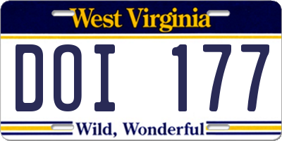 WV license plate DOI177