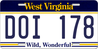 WV license plate DOI178