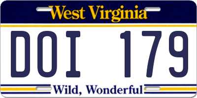 WV license plate DOI179