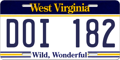 WV license plate DOI182