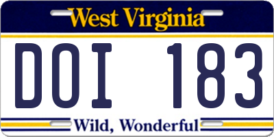WV license plate DOI183