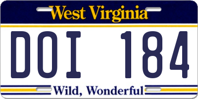 WV license plate DOI184