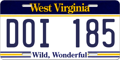 WV license plate DOI185
