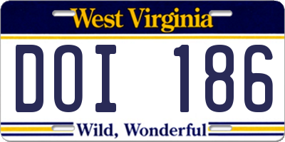 WV license plate DOI186