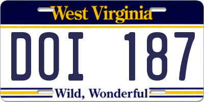 WV license plate DOI187