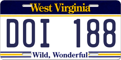 WV license plate DOI188
