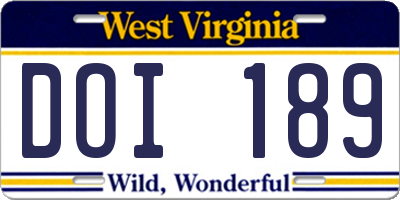 WV license plate DOI189