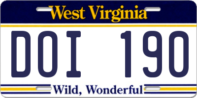 WV license plate DOI190