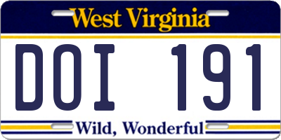 WV license plate DOI191