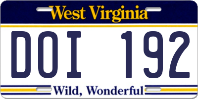 WV license plate DOI192
