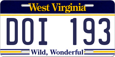 WV license plate DOI193