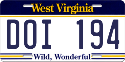 WV license plate DOI194